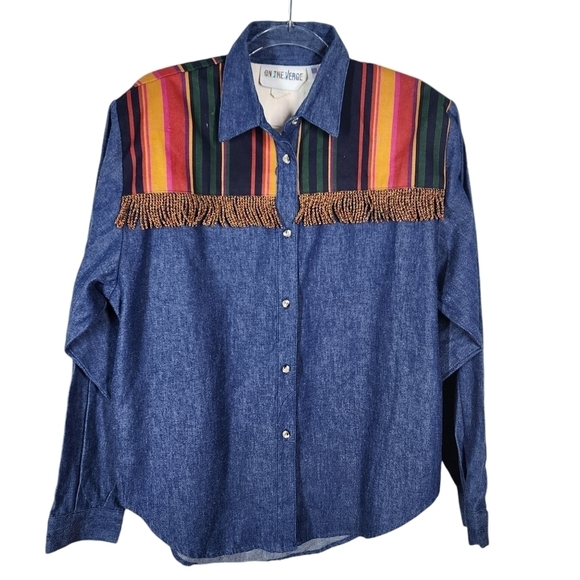 ON THE VERGE VINTAGE WESTERN DENIM SHIRT - Picture 3 of 11